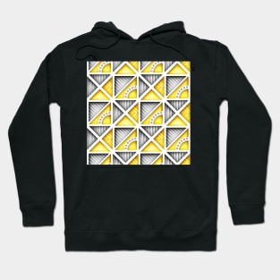 Yellow and Gray 3d Geometric Pattern, Triangular Motifs Hoodie